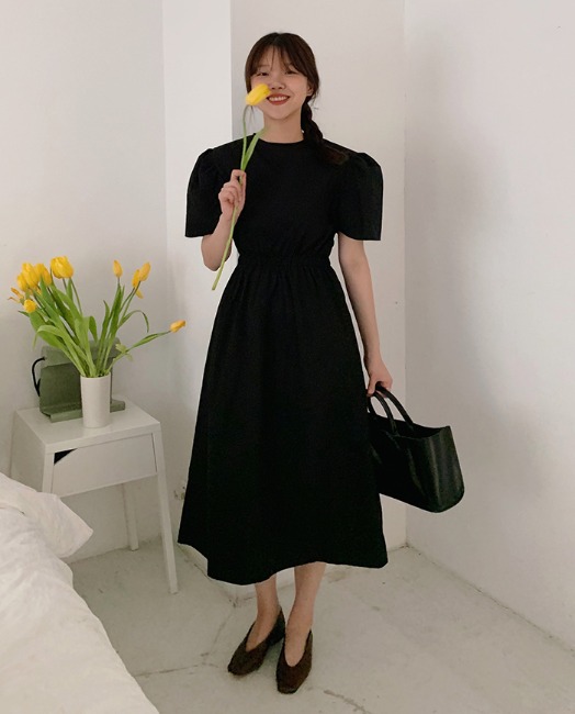 벌룬 퍼프 드레스 (블랙)