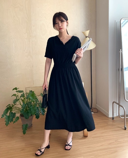 피렌체 스모크 드레스 (블랙)